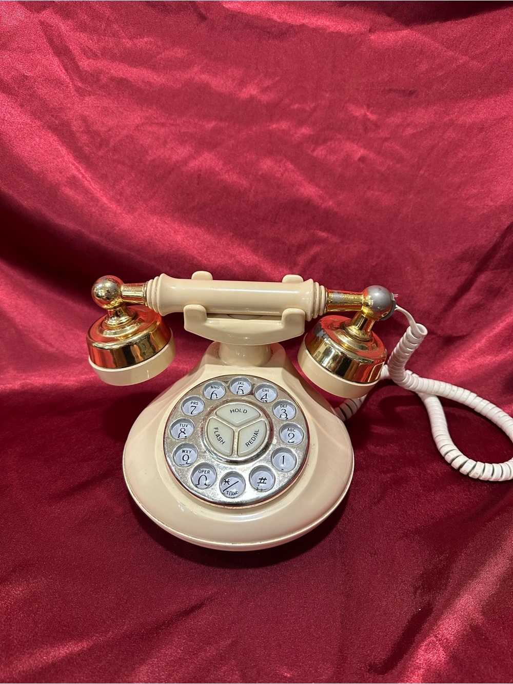 Vintage Columbia PF-600 Retro Telephone | 1990s Push Button Phone | Almond Gold